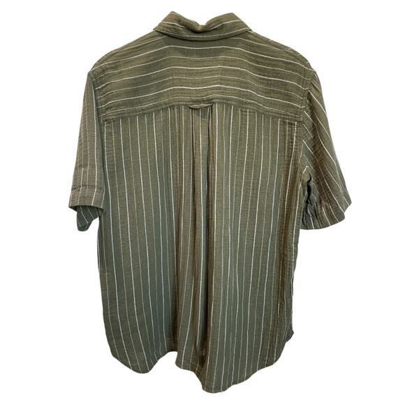 Madewell Lightspun Stripe Button Up Shirt | Coastal Boho Summer Top (M) - Picture 5 of 10